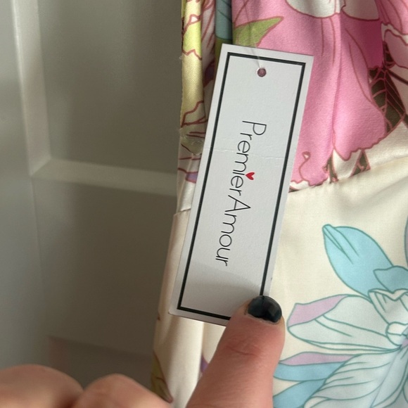 NWT Premier Armour Women’s Size 10 multicolored Ivory Hi-low Dress - Picture 8 of 10